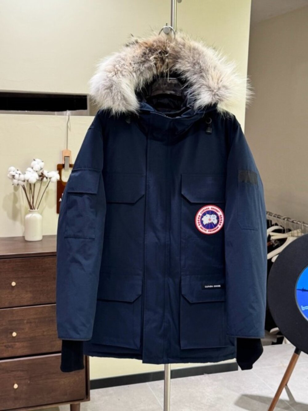 Canada Goose Navy Fur‑Trim Hood Parka Down Jacket